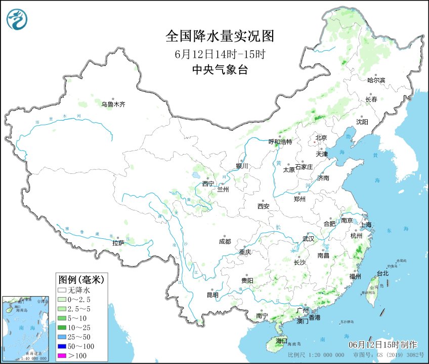 中央气象台降水量分布图